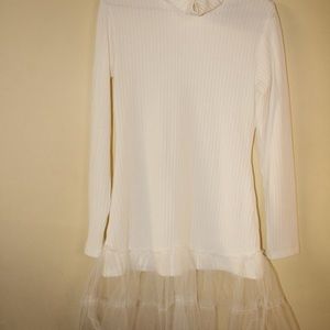 Turtle neck ribbed tulle skirt dress